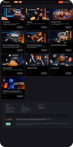 Section des bonus casino dans l'app Freshbet