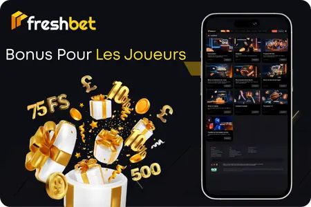Bonus de bienvenue et hebdomadaires affichés dans Freshbet app Android