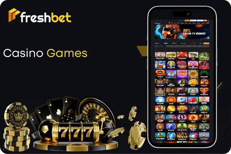 Casino games shown in the app after download Freshbet
