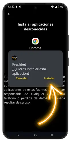 Instalación de la Freshbet app en un dispositivo Android
