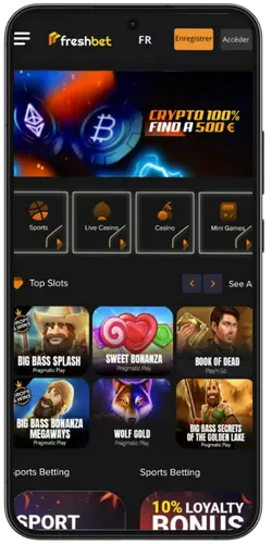 Écran d’installation terminée de la Freshbet app Android