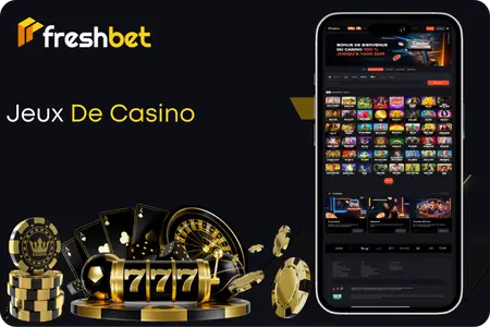 Jeux de casino affichés dans l'app après télécharger Freshbet