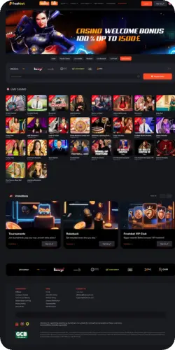 Live casino tables shown in the Freshbet mobile app