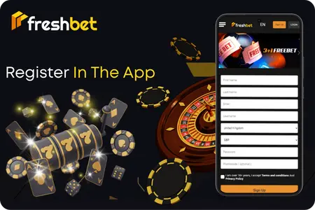 Account registration process in the Freshbet app
