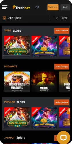Verfügbare Slots in der Freshbet App