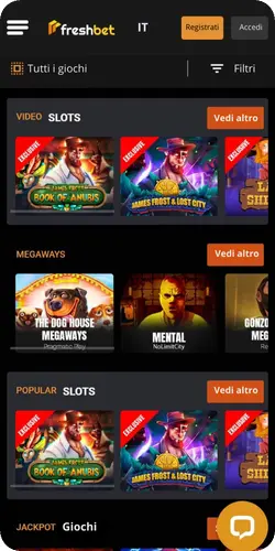 Slot disponibili nella Freshbet app