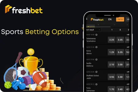 Sports betting markets shown in the Freshbet app download version