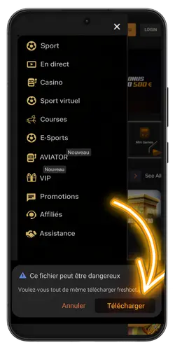 Télécharger le fichier Freshbet APK sur un appareil Android
