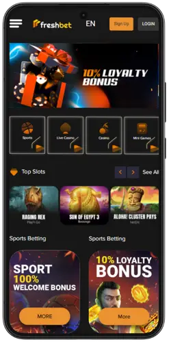 Installation completed screen for the Freshbet app Android