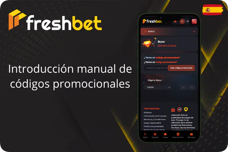 Introducción manual de códigos promocionales Freshbet
