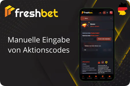 Manuelle Eingabe von Aktionscodes Freshbet
